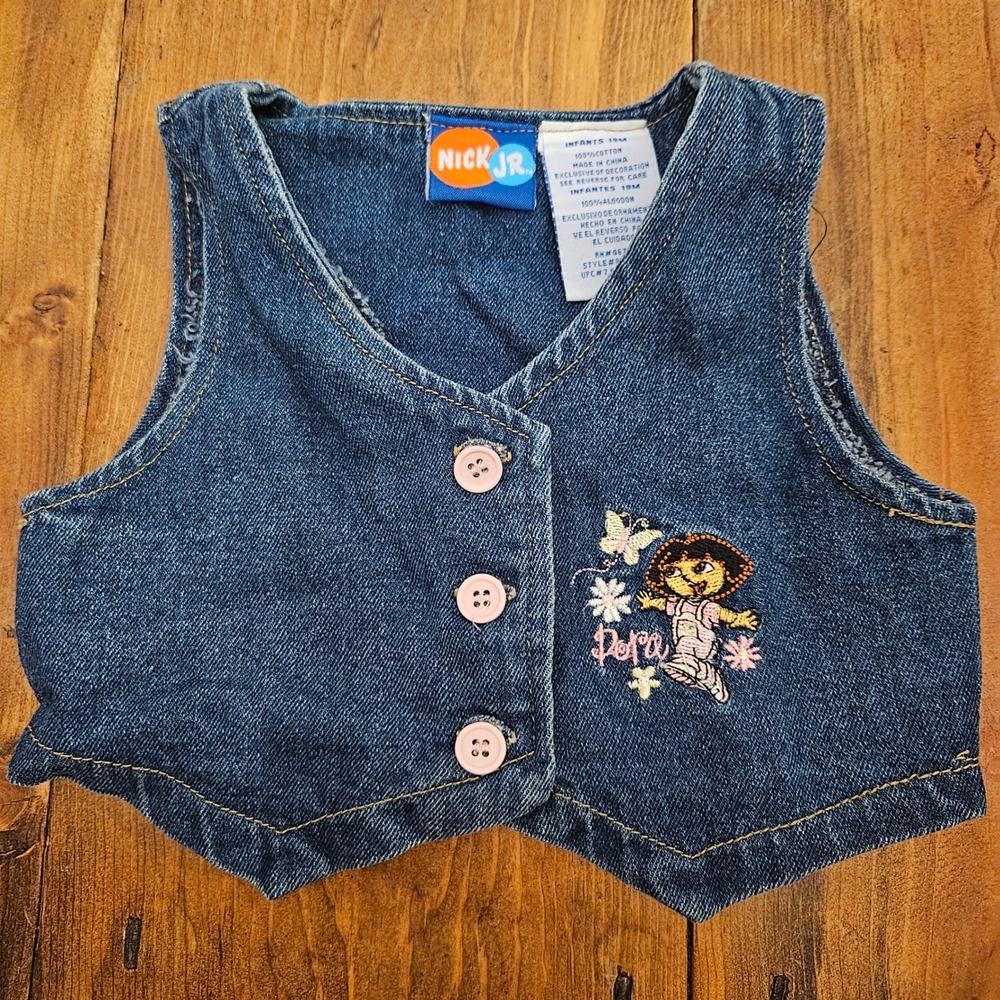 Nick Jr Dora the Explorer Denim Vest Blue Embroidered 18M Viacom 2007 87806015